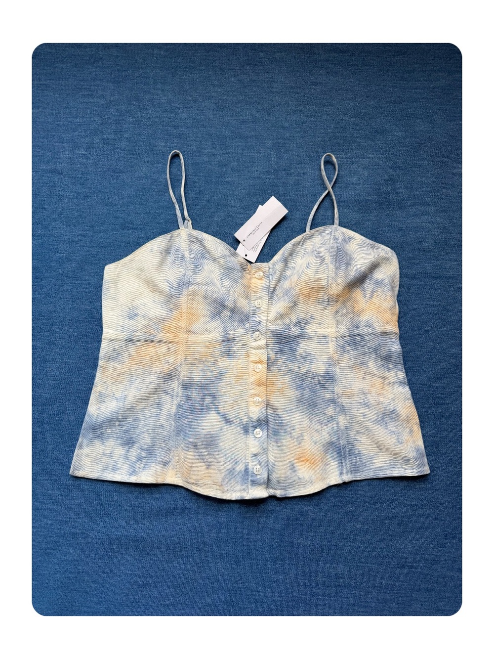 ★ American Eagle NWT Tie Dye Cotton/Linen Seasonal Staple Top Blue M ★